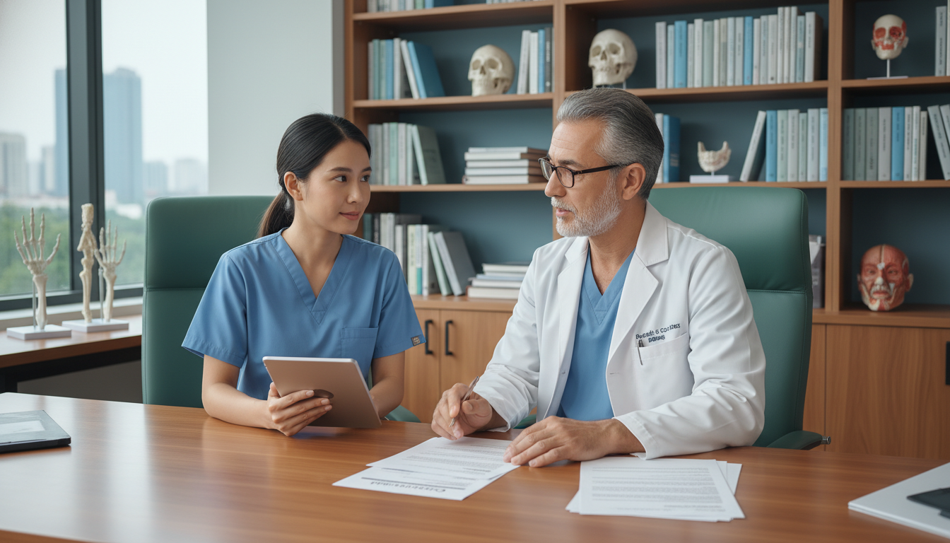 Plastic Surgery Resident Discussing Career Plans with Mentor Plastic Surgery Resident Discussing Career Plans with Mentor - MD graduate residency for Job Search Timing for MD Graduate in