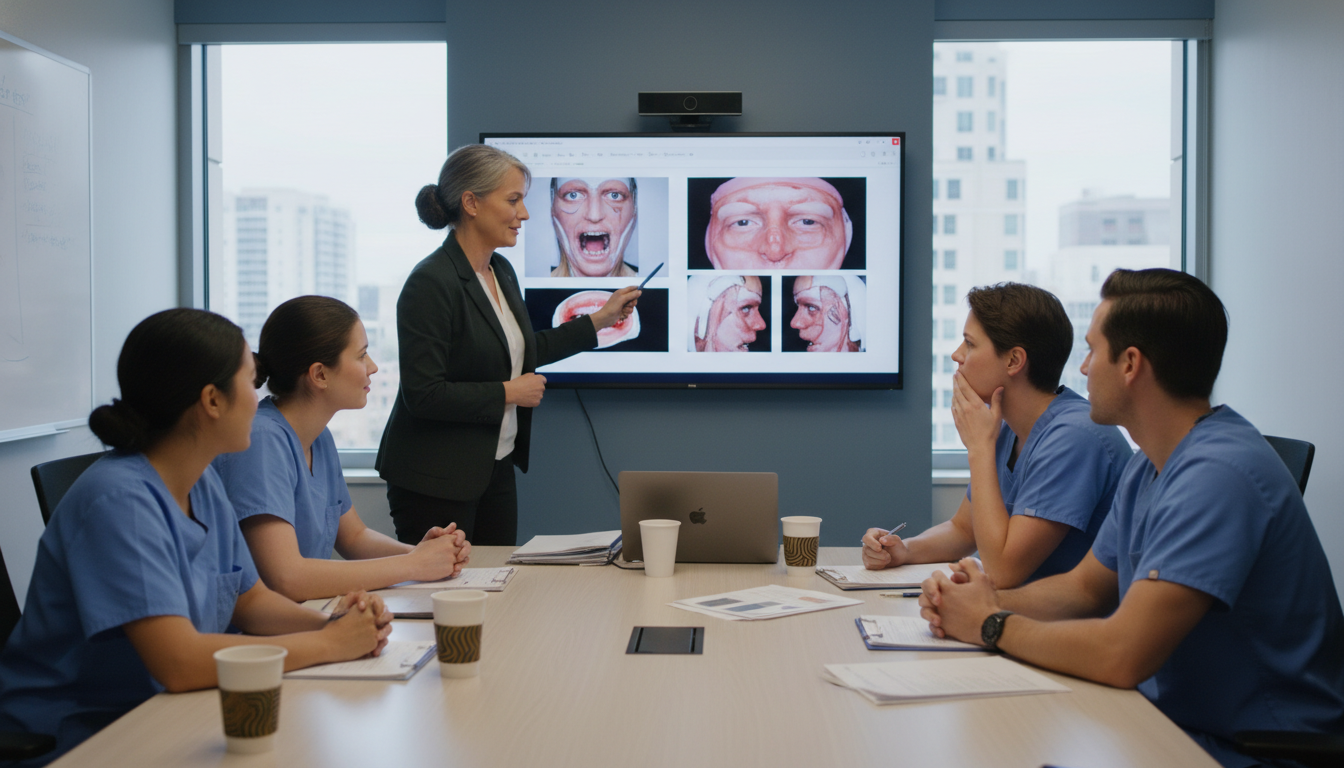 Plastic surgery residents in a teaching conference Plastic surgery residents in a teaching conference - MD graduate residency for Identifying Malignant Programs for MD Graduate