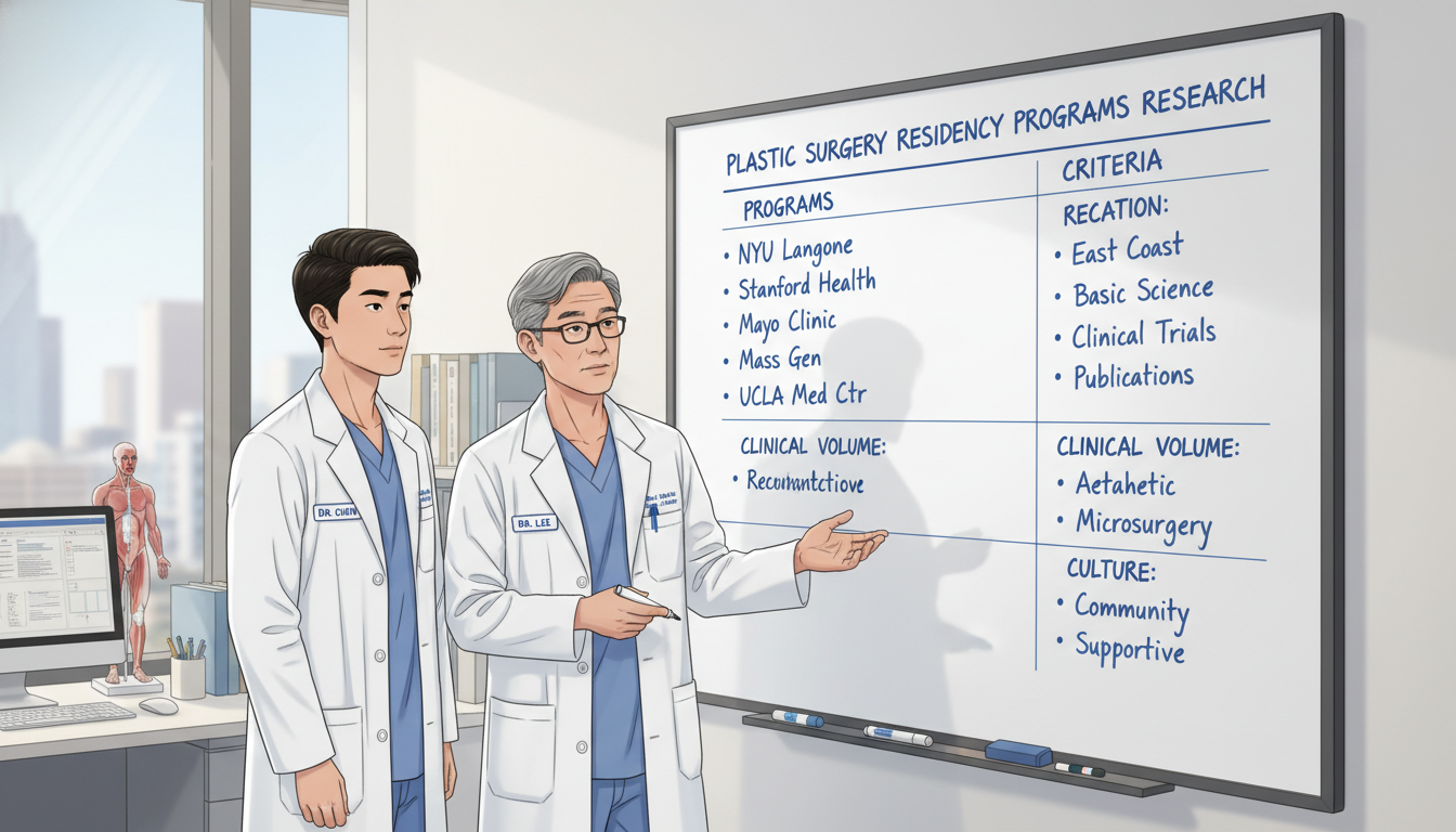 Resident planning plastic surgery residency program list on whiteboard Resident planning plastic surgery residency program list on whiteboard - MD graduate residency for How to Research Programs f