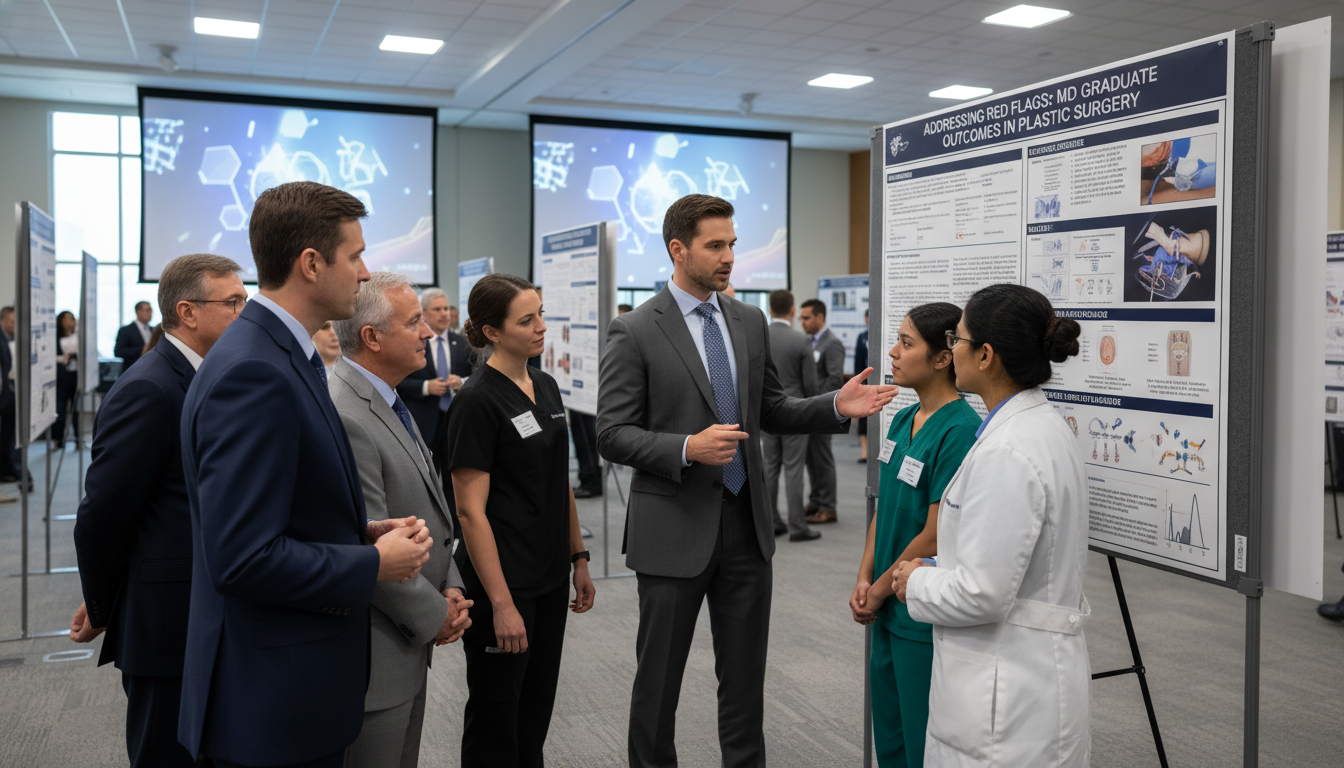 Plastic surgery residency candidate presenting research posters to faculty Plastic surgery residency candidate presenting research posters to faculty - MD graduate residency for Addressing Red Flags f