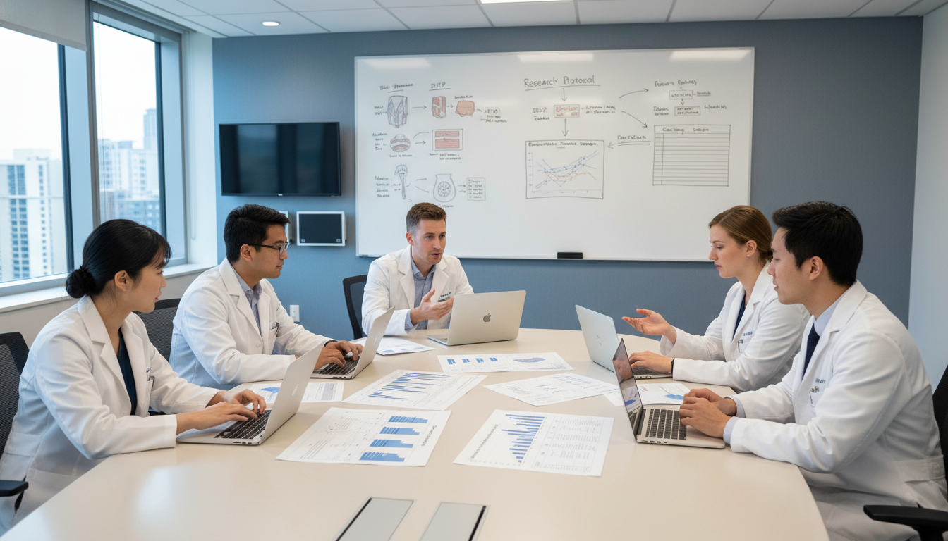 Plastic surgery residents collaborating on a research project Plastic surgery residents collaborating on a research project - MD graduate residency for Research During Residency for MD Gr