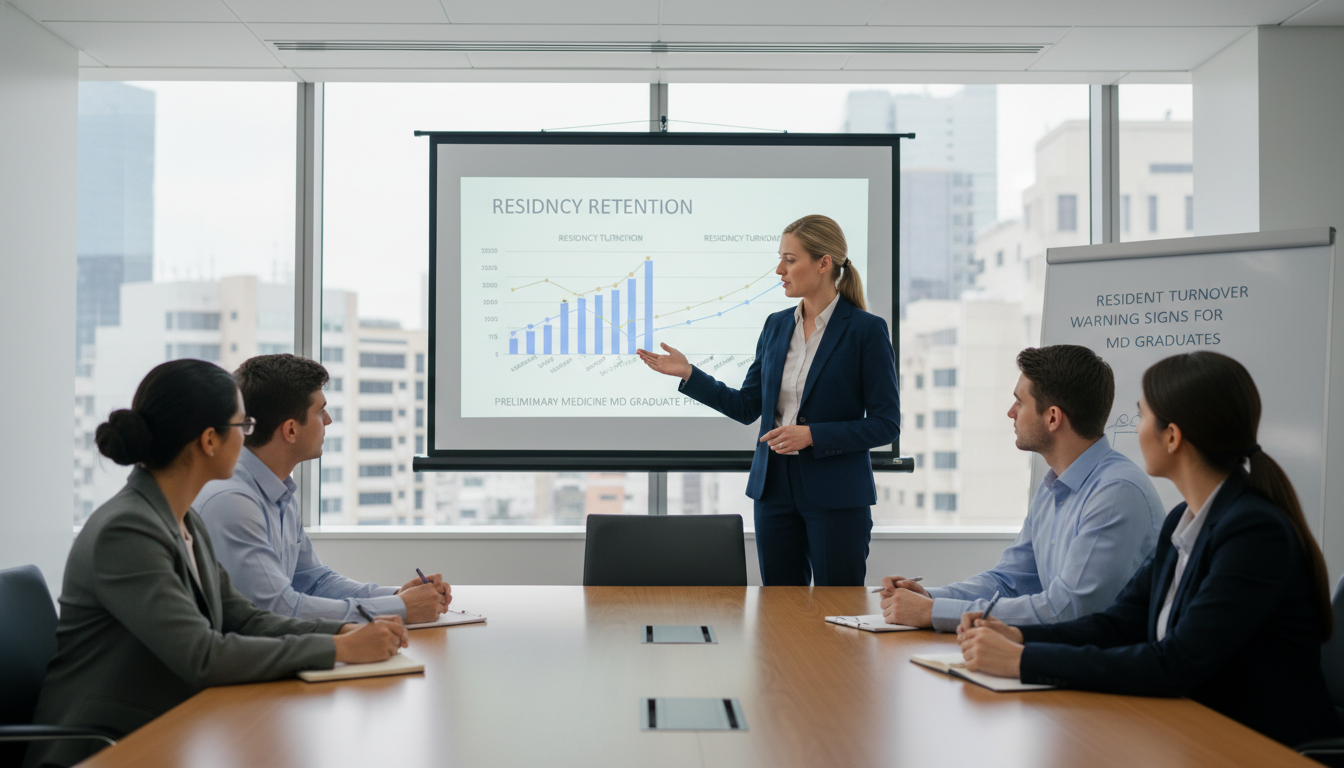Residency program director discussing turnover statistics with applicants Residency program director discussing turnover statistics with applicants - MD graduate residency for Resident Turnover Warni