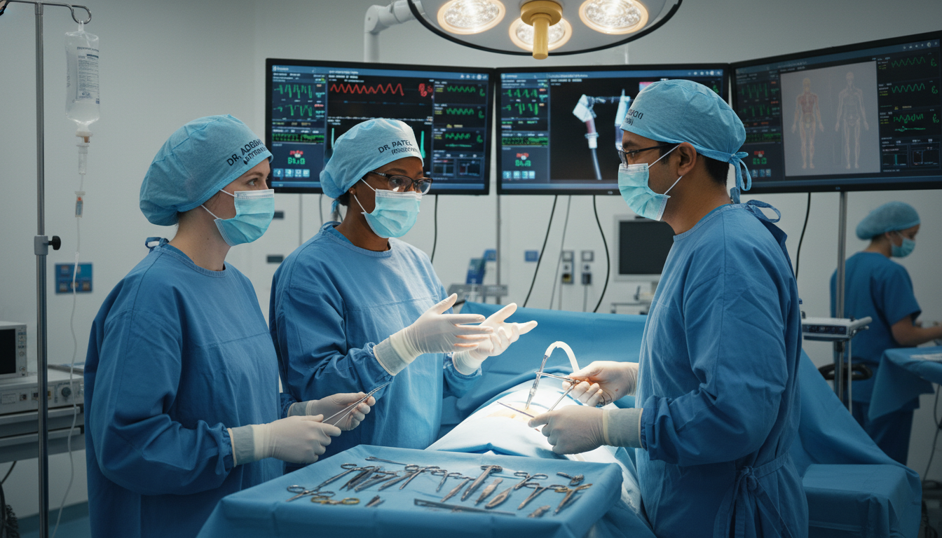 Surgical team working with a preliminary surgery resident Surgical team working with a preliminary surgery resident - MD graduate residency for Pre-Match Communication for MD Graduate