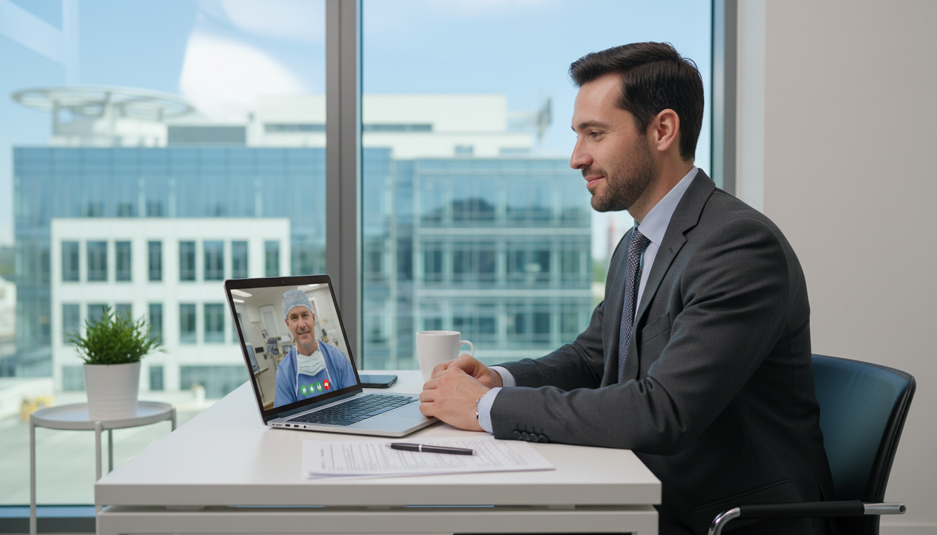 MD graduate on virtual interview during SOAP for preliminary surgery program - MD graduate residency for SOAP Preparation for