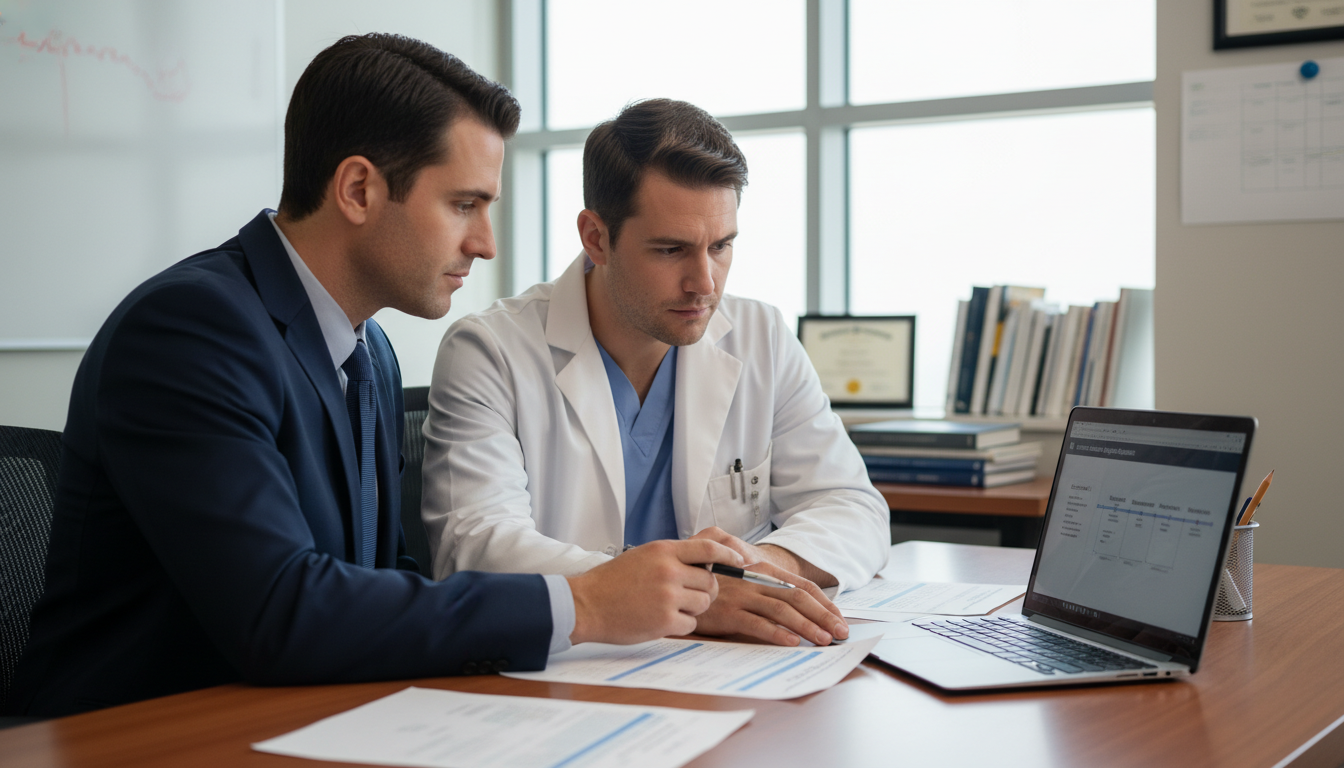 Psychiatry resident discussing fellowship and job options with mentor - MD graduate residency for Job Search Timing for MD Gr