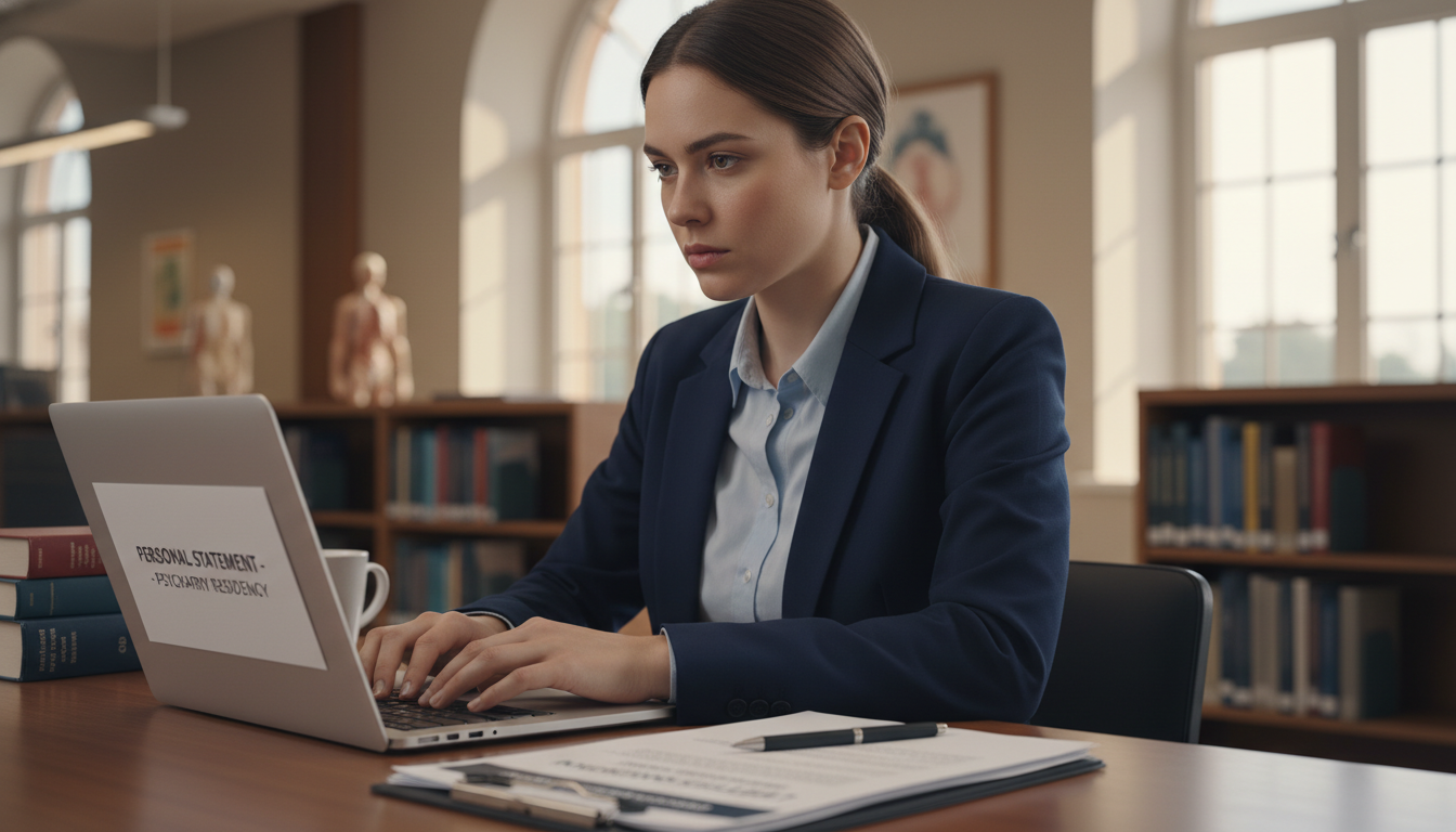 Resident reviewing psychiatry letter of recommendation on laptop Resident reviewing psychiatry letter of recommendation on laptop - MD graduate residency for Letters of Recommendation for MD