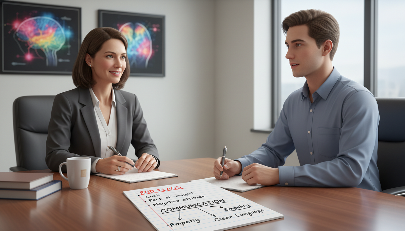 Psychiatry faculty mentor coaching MD graduate on interview skills Psychiatry faculty mentor coaching MD graduate on interview skills - MD graduate residency for Addressing Red Flags for MD Gr