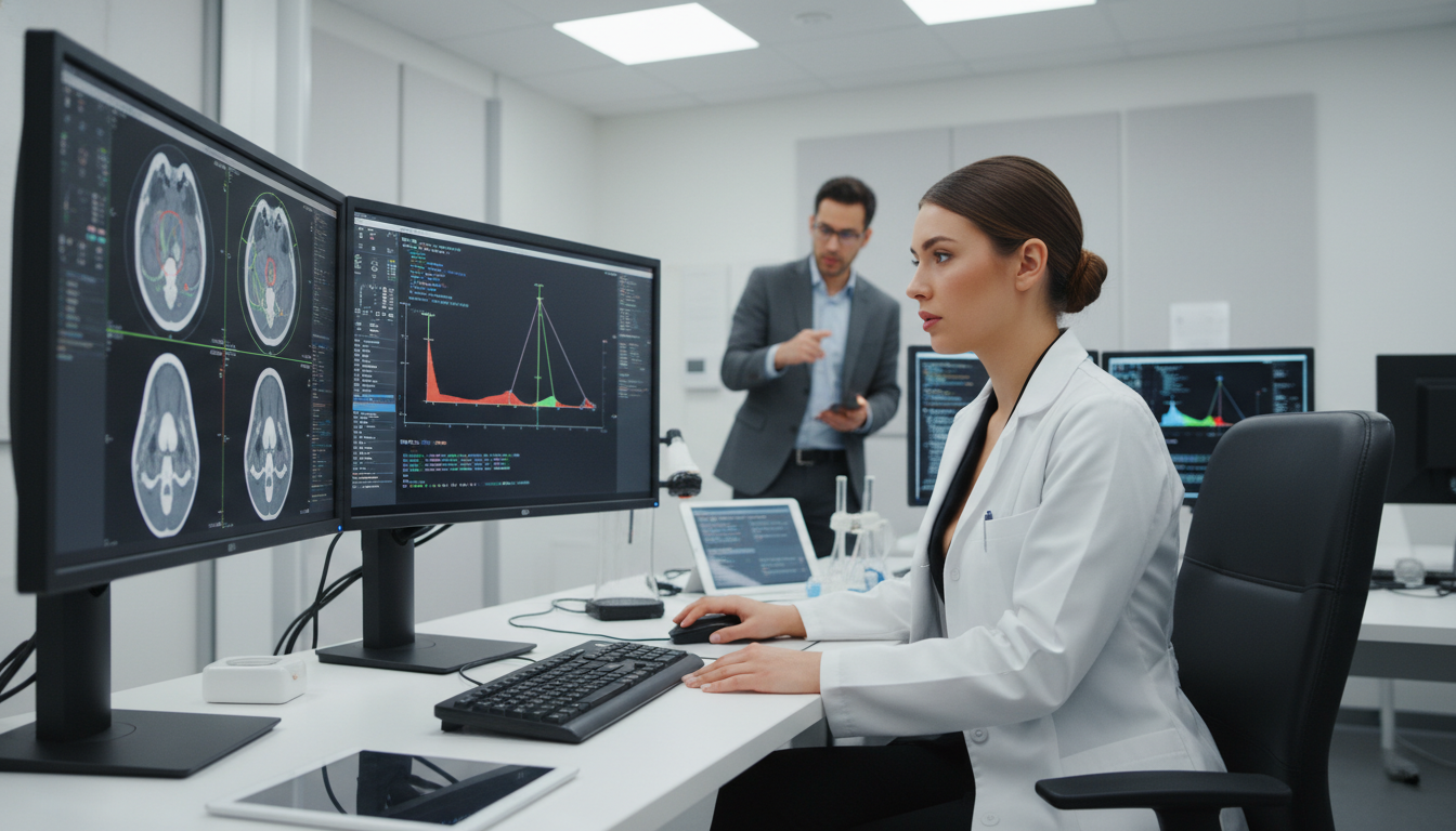 Radiation oncology resident reviewing treatment plans and imaging - MD graduate residency for Common Interview Questions for