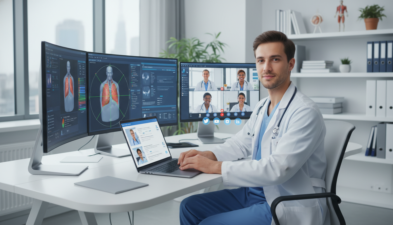 Radiation oncologist using digital tools to connect and network - MD graduate residency for Networking in Medicine for MD Gra