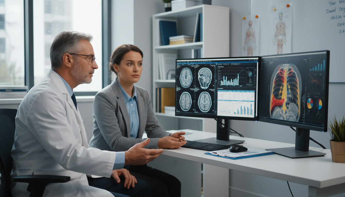 Radiology resident and faculty mentor reviewing imaging cases and research data Radiology resident and faculty mentor reviewing imaging cases and research data - MD graduate residency for Questions to Ask