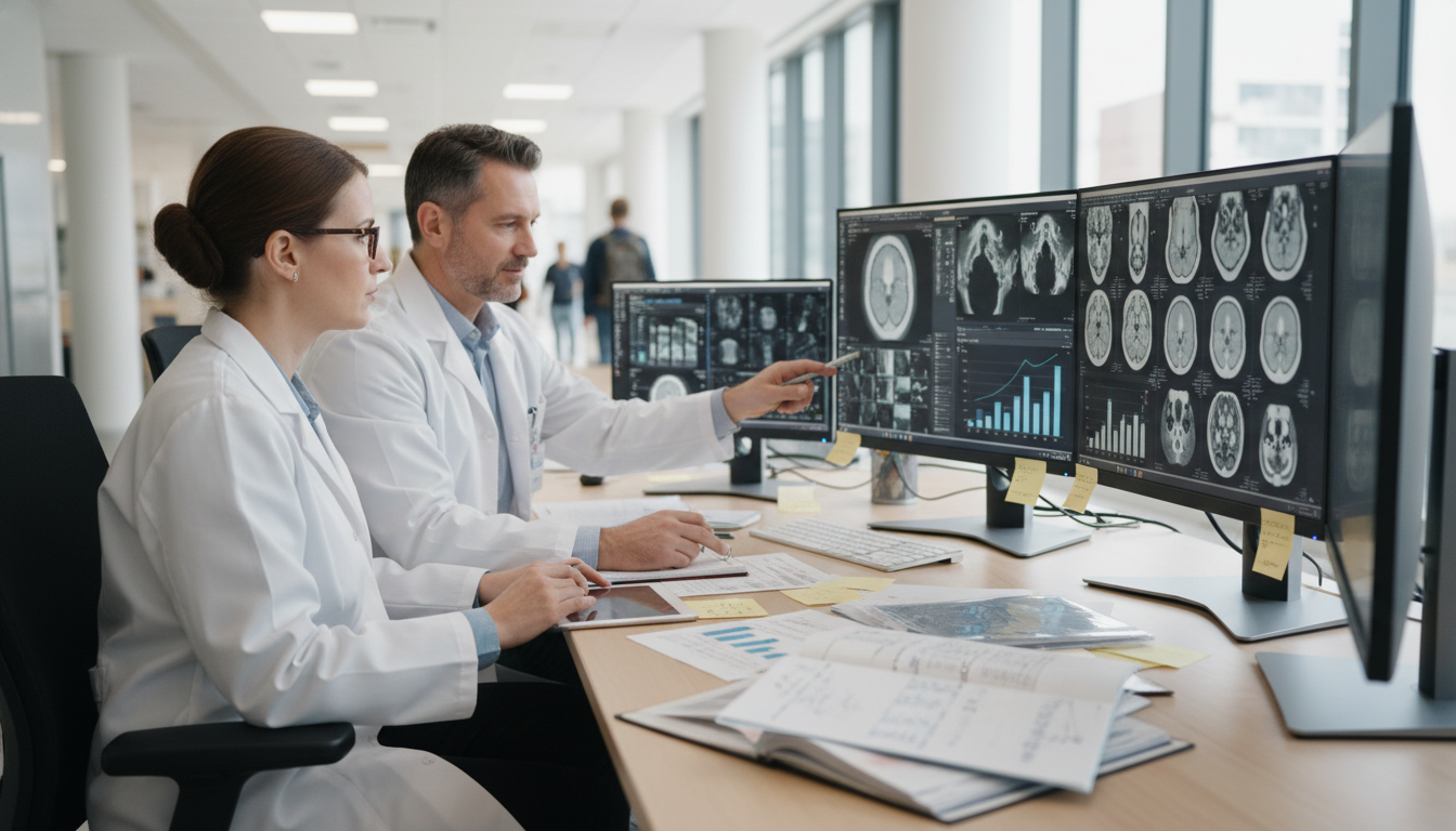 Radiology resident discussing research project with mentor Radiology resident discussing research project with mentor - MD graduate residency for Research During Residency for MD Gradu