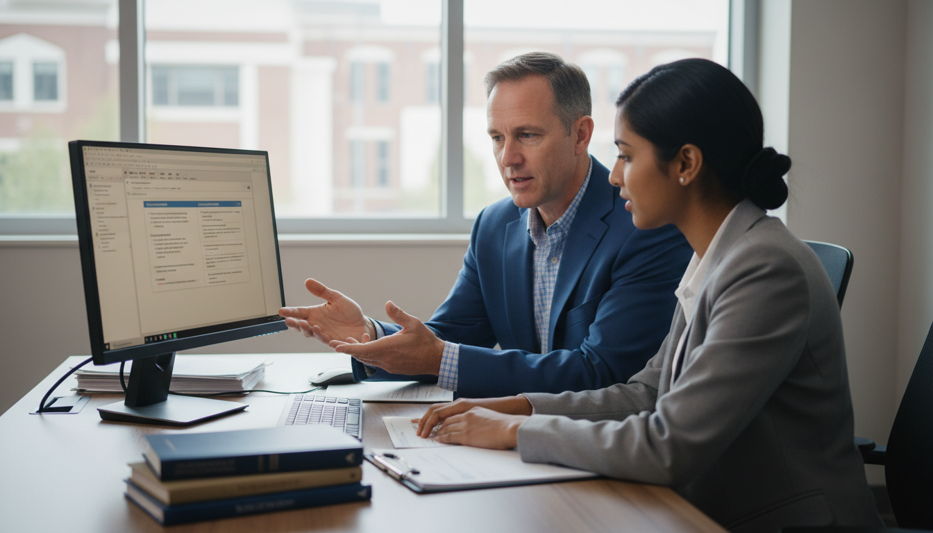 Program director discussing performance with visiting student Program director discussing performance with visiting student - MD graduate residency for Away Rotation Strategy for MD Gradu