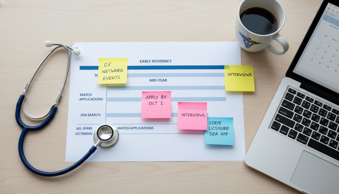 Timeline for transitional year resident job search planning Timeline for transitional year resident job search planning - MD graduate residency for Job Search Timing for MD Graduate in