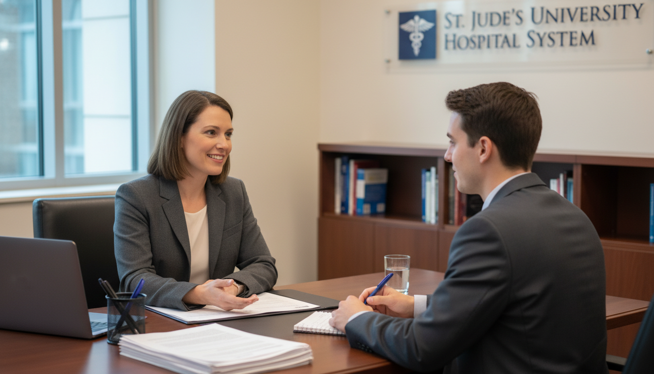 Residency program director speaking with an MD graduate about transitional year structure - MD graduate residency for Questio