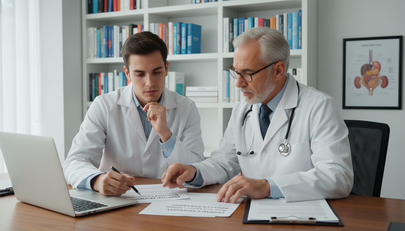 MD graduate meeting with mentor to discuss urology and backup specialties MD graduate meeting with mentor to discuss urology and backup specialties - MD graduate residency for Backup Specialty Planni