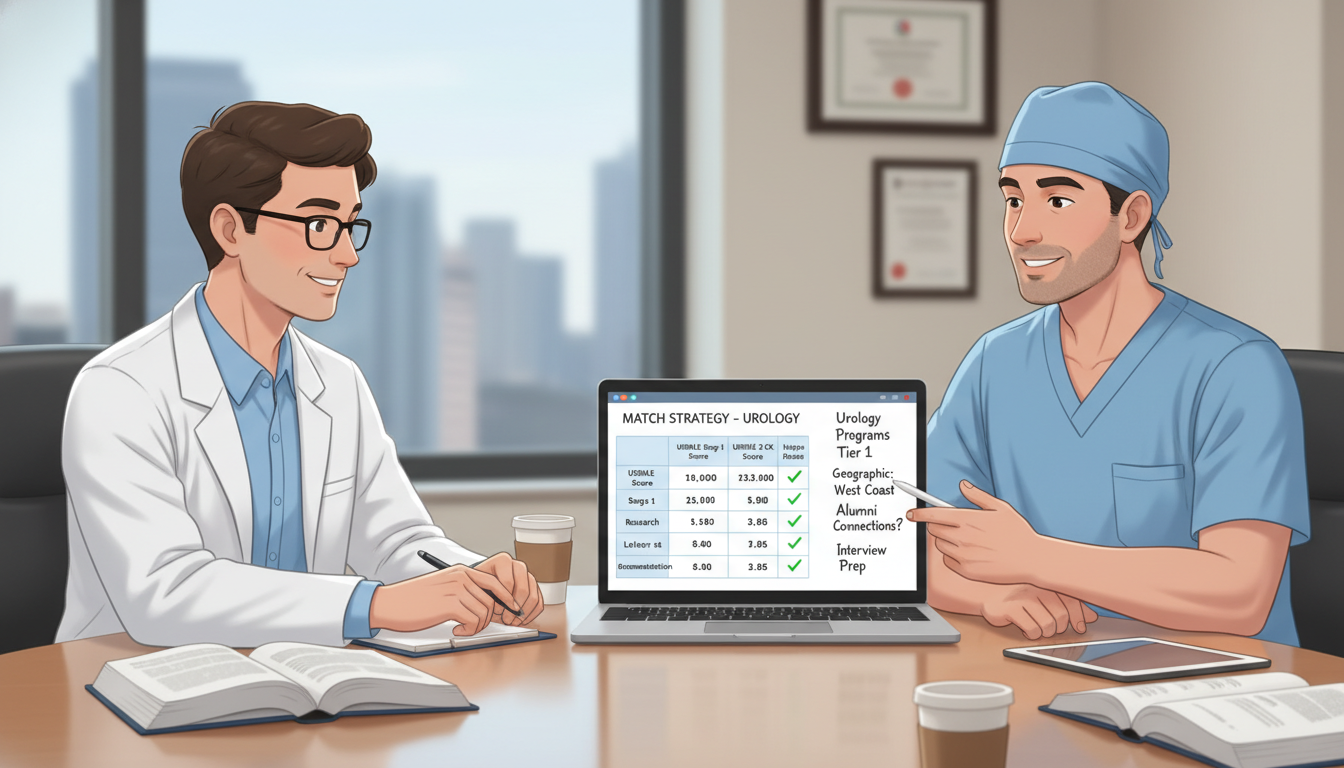 Urology resident mentor advising MD graduate on match strategy - MD graduate residency for Step Score Strategy for MD Graduat