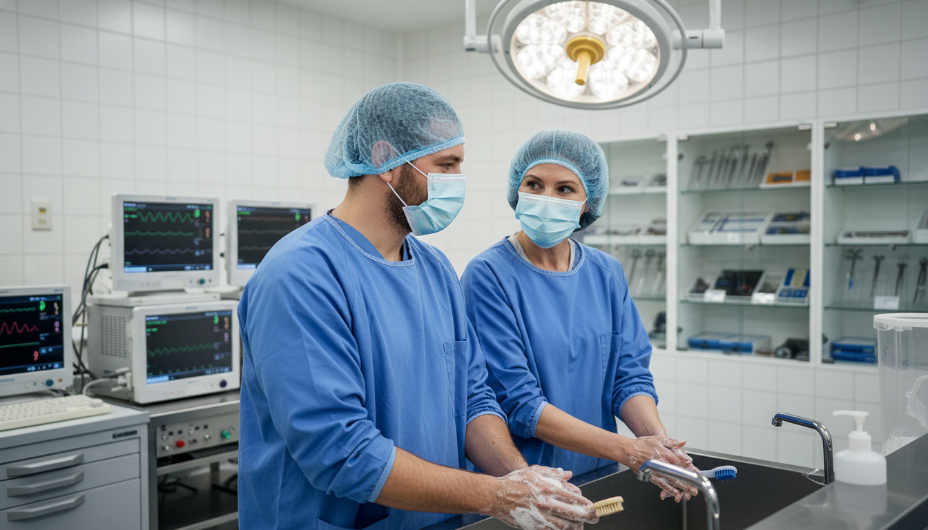 Vascular surgery resident scrubbing in with attending during visiting rotation Vascular surgery resident scrubbing in with attending during visiting rotation - MD graduate residency for Away Rotation Stra