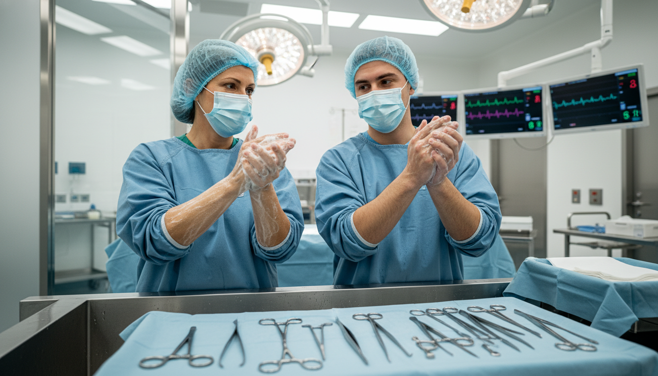 Vascular surgery resident scrubbing in with attending surgeon Vascular surgery resident scrubbing in with attending surgeon - MD graduate residency for Letters of Recommendation for MD Gr