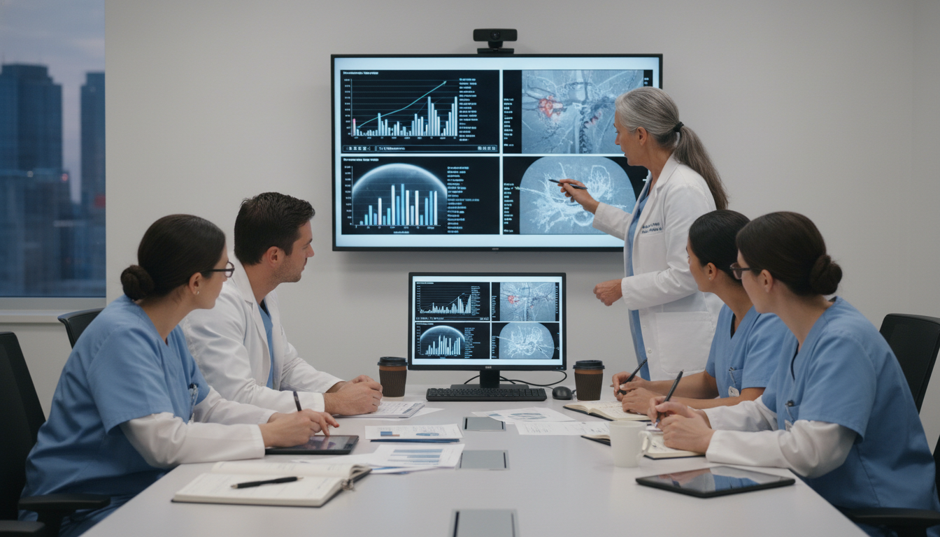 Vascular surgery team discussing clinical research data - MD graduate residency for Research During Residency for MD Graduate