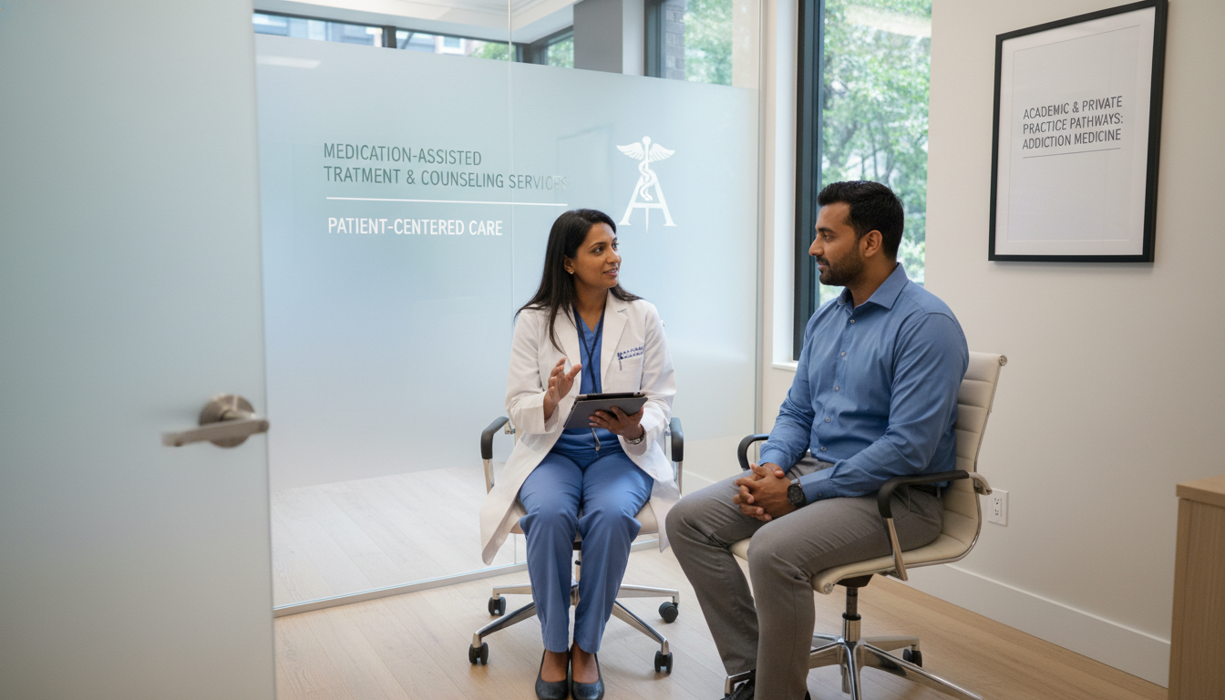 Private practice addiction medicine clinic environment - non-US citizen IMG for Academic vs Private Practice for Non-US Citiz