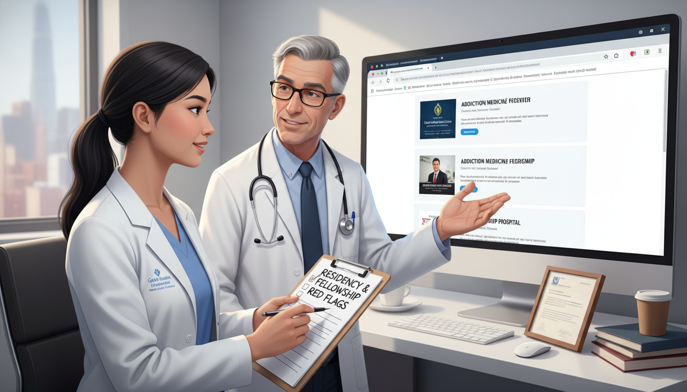 Non-US citizen IMG discussing residency red flags with a mentor Non-US citizen IMG discussing residency red flags with a mentor - non-US citizen IMG for Identifying Malignant Programs for N