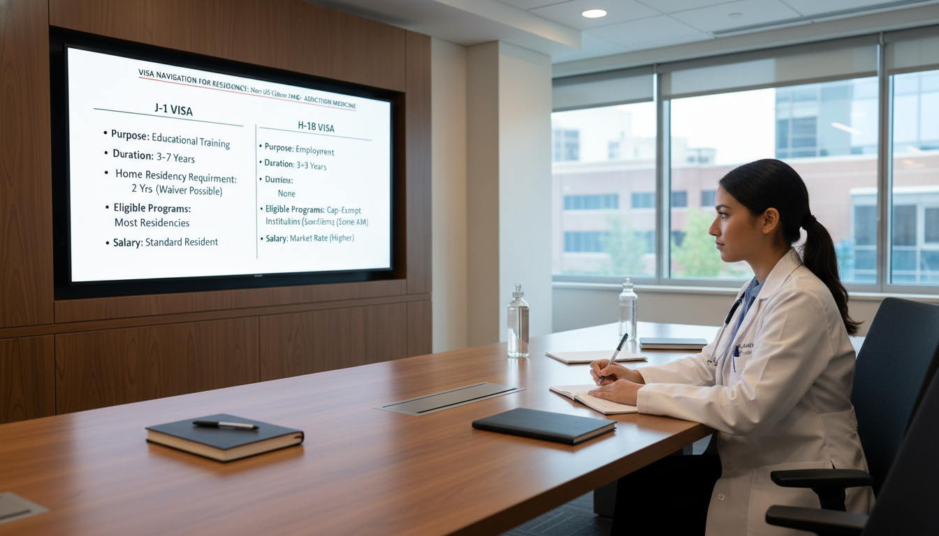 Comparison of J-1 and H-1B visa options for international medical graduates Comparison of J-1 and H-1B visa options for international medical graduates - non-US citizen IMG for Visa Navigation for Resi