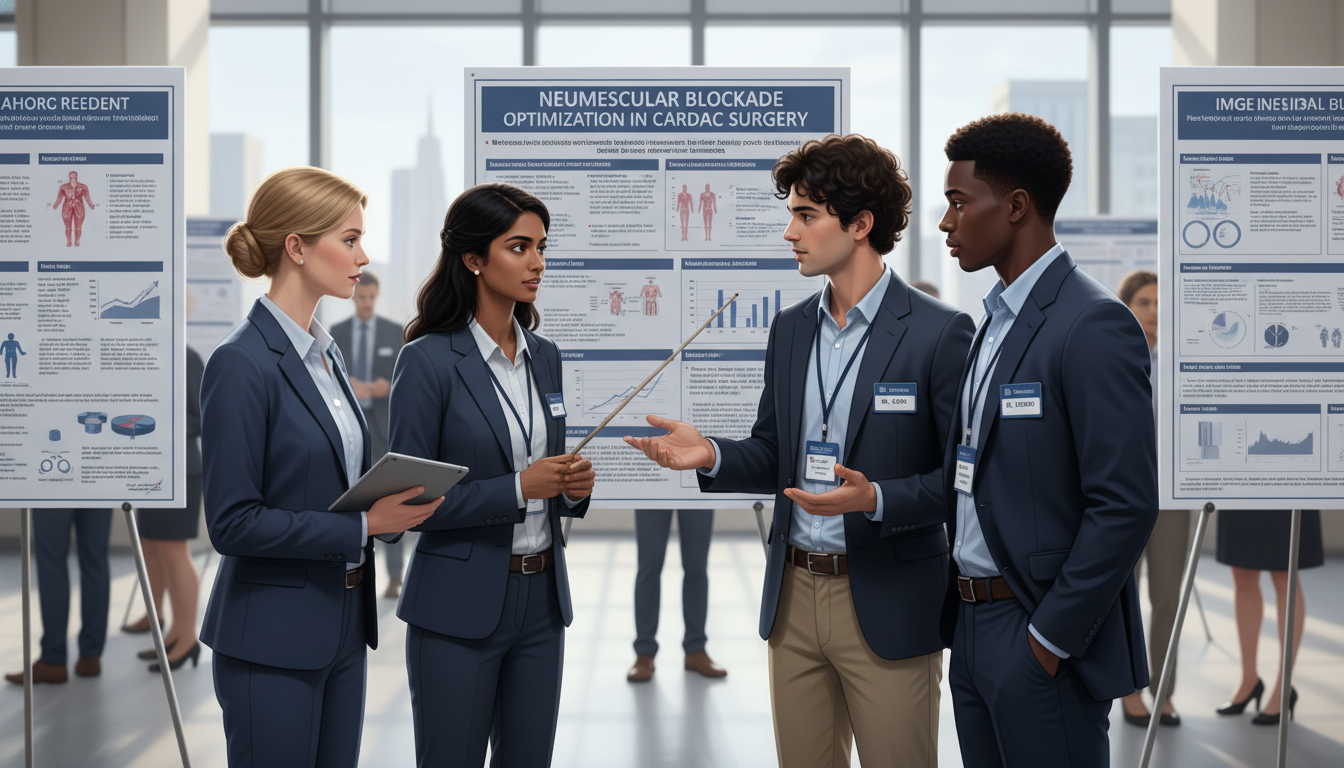 Anesthesiology residents reviewing research posters Anesthesiology residents reviewing research posters - non-US citizen IMG for Research During Residency for Non-US Citizen IMG