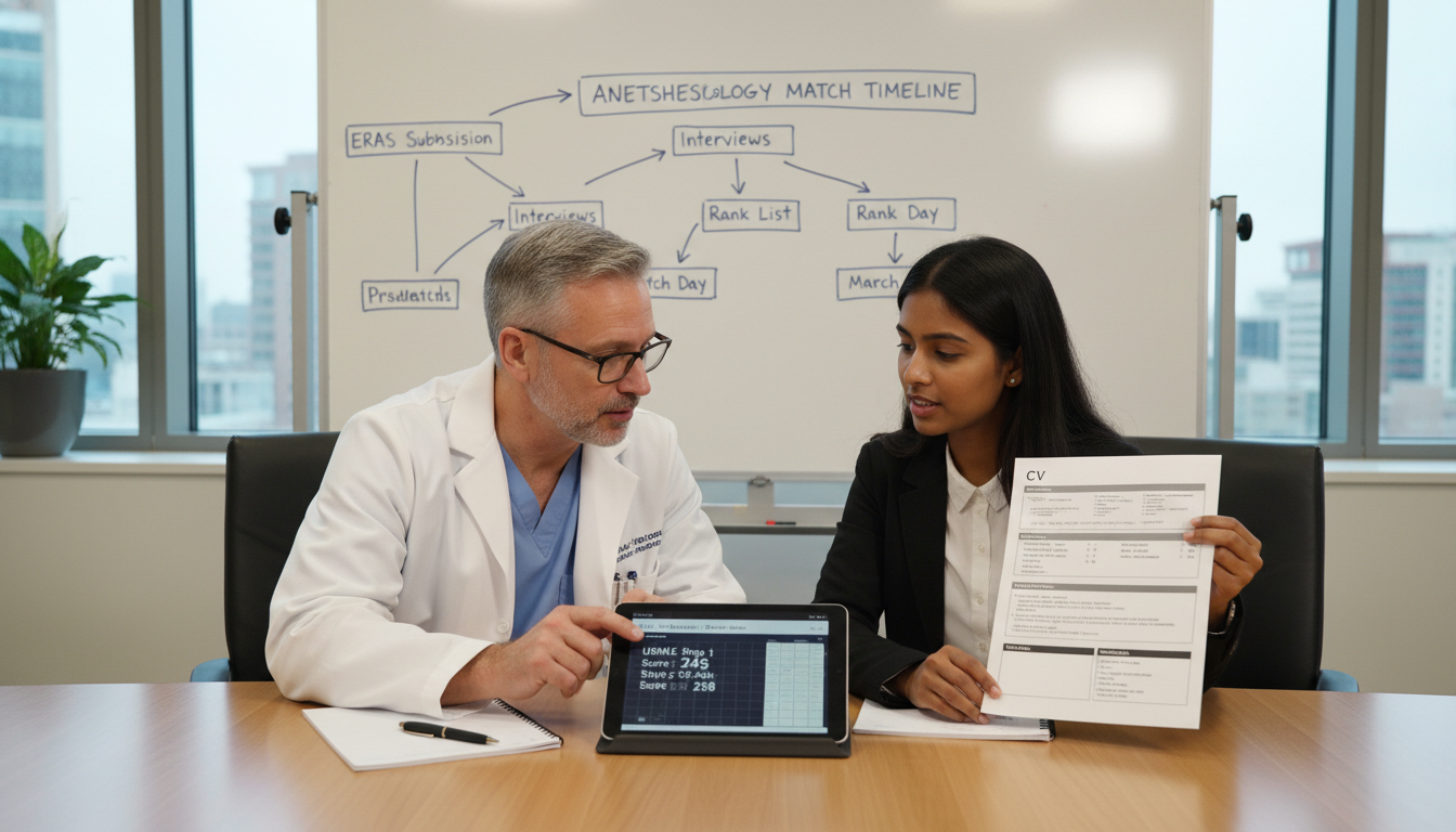 International IMG discussing anesthesiology application strategy with mentor - non-US citizen IMG for Step Score Strategy for