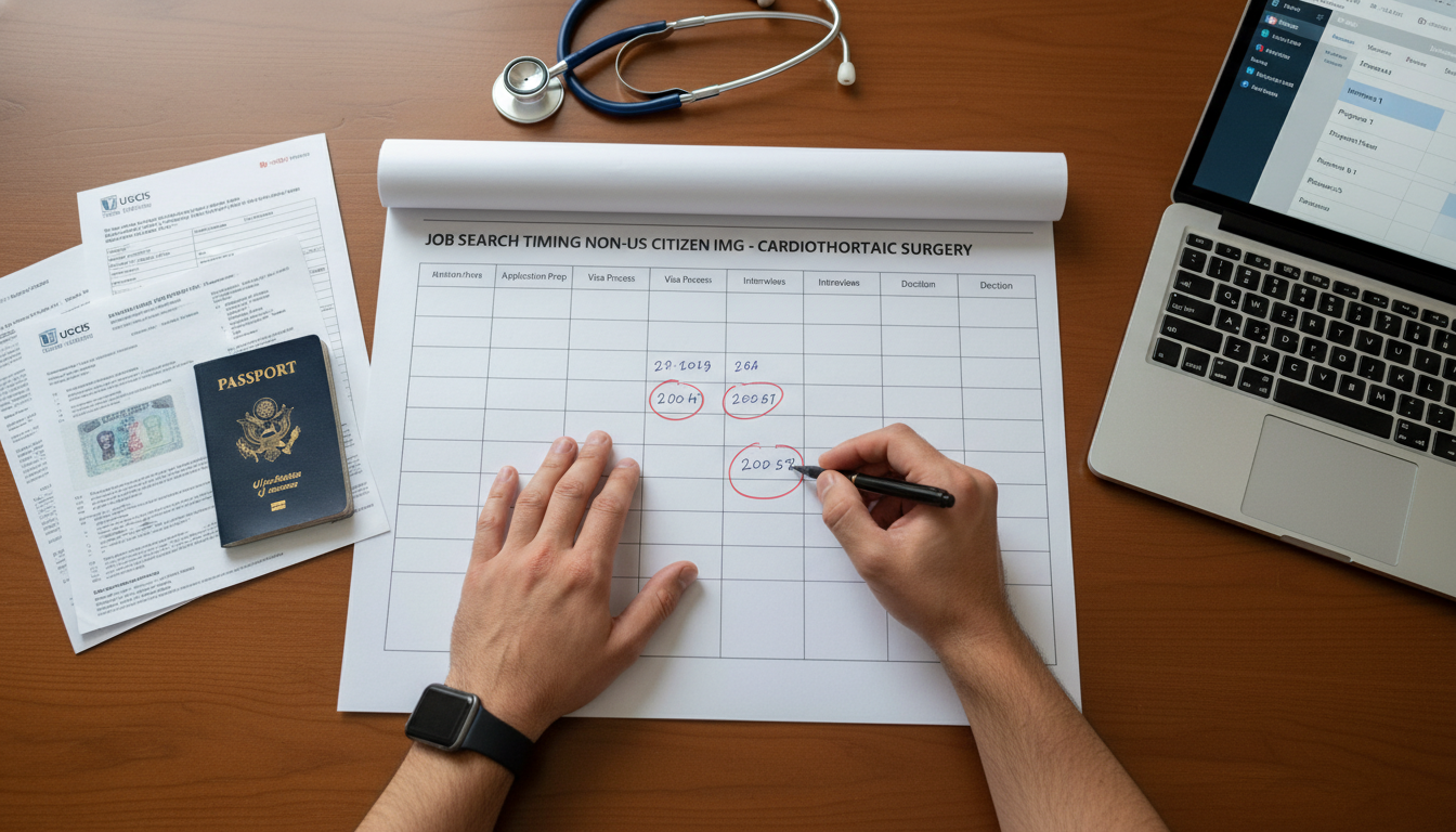 Career planning timeline for non-US citizen IMG cardiothoracic surgeon - non-US citizen IMG for Job Search Timing for Non-US
