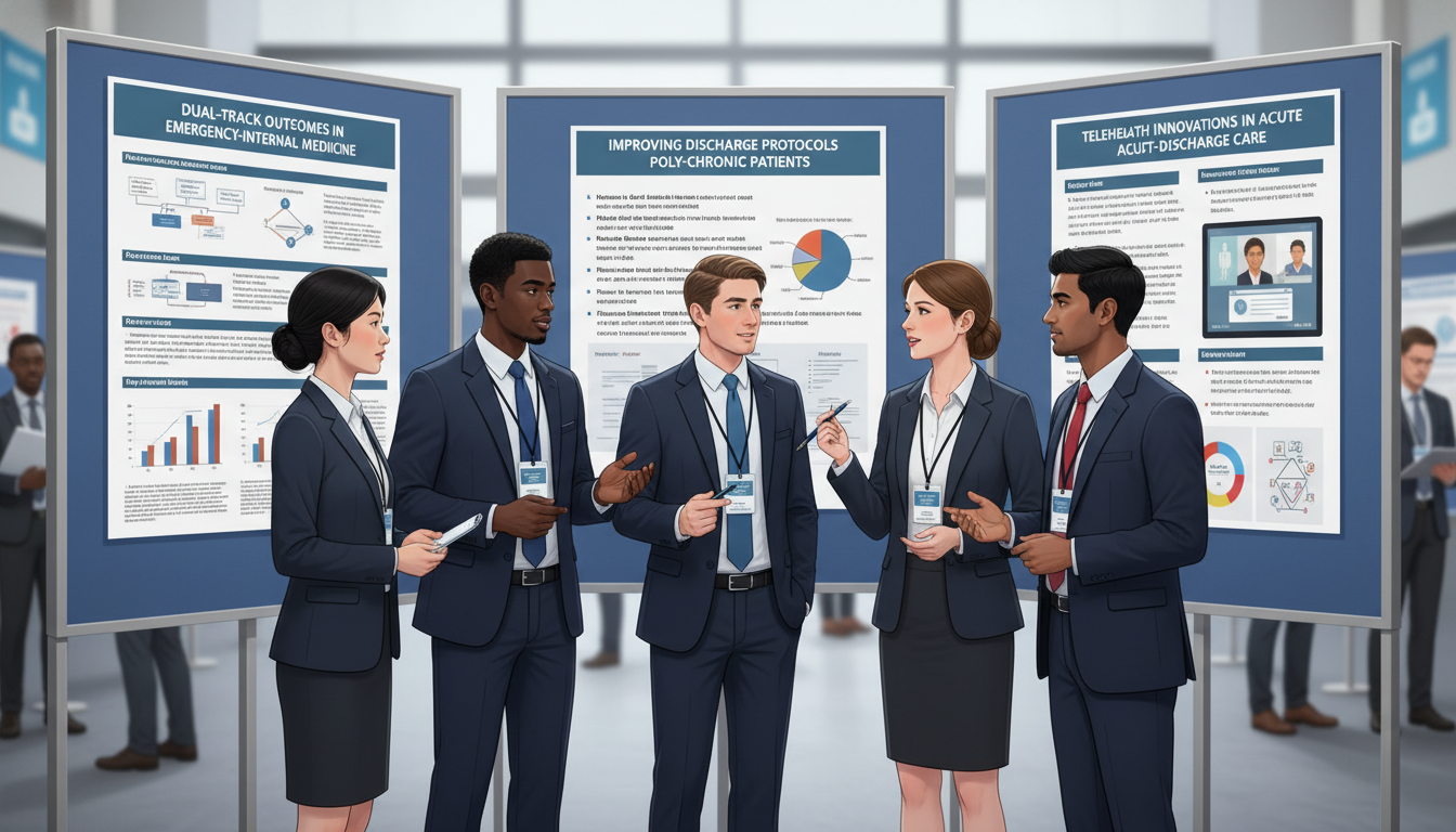 Residents discussing EM-IM research posters at a medical conference Residents discussing EM-IM research posters at a medical conference - non-US citizen IMG for CV Building for Non-US Citizen I