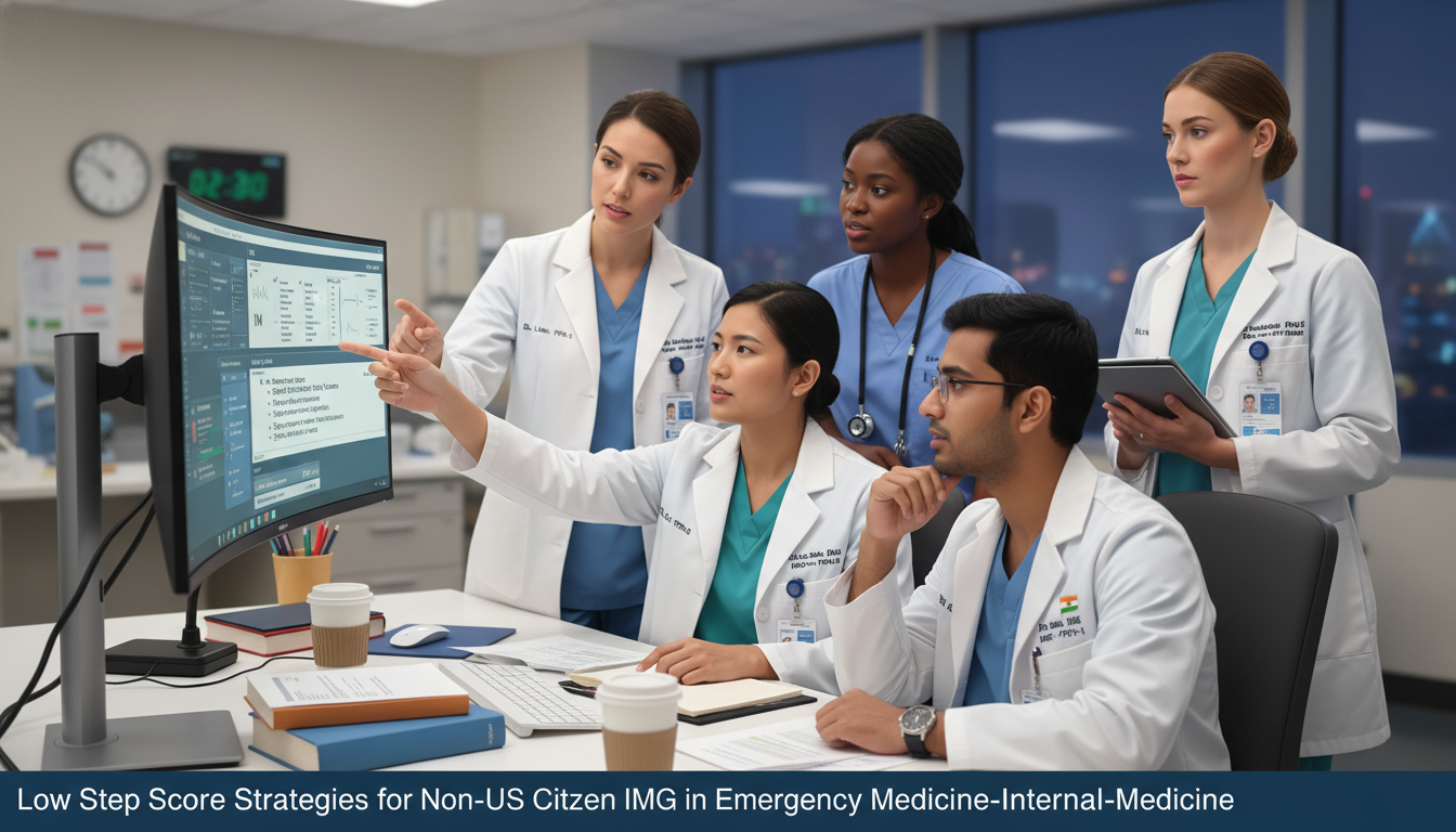 International medical graduate working in a busy emergency department as part of a residency team - non-US citizen IMG for Lo