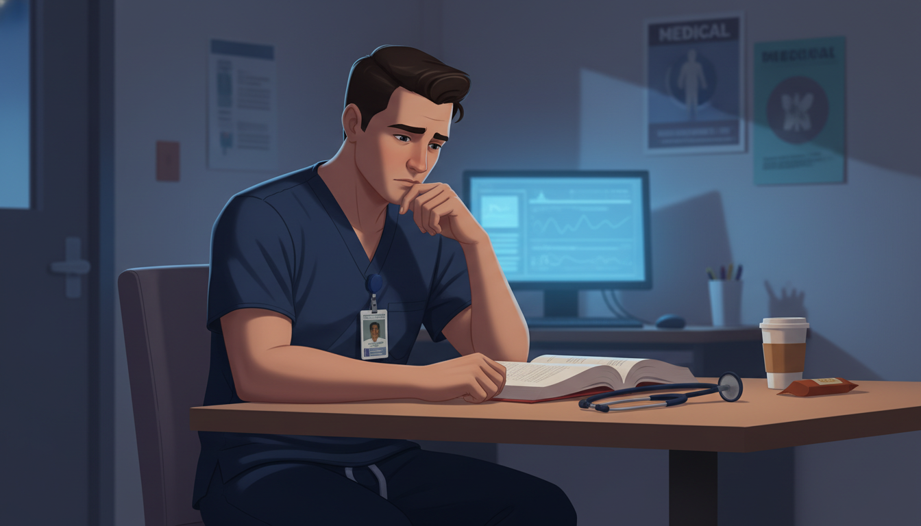 International emergency medicine resident reflecting after a shift International emergency medicine resident reflecting after a shift - non-US citizen IMG for Resident Turnover Warning Signs f