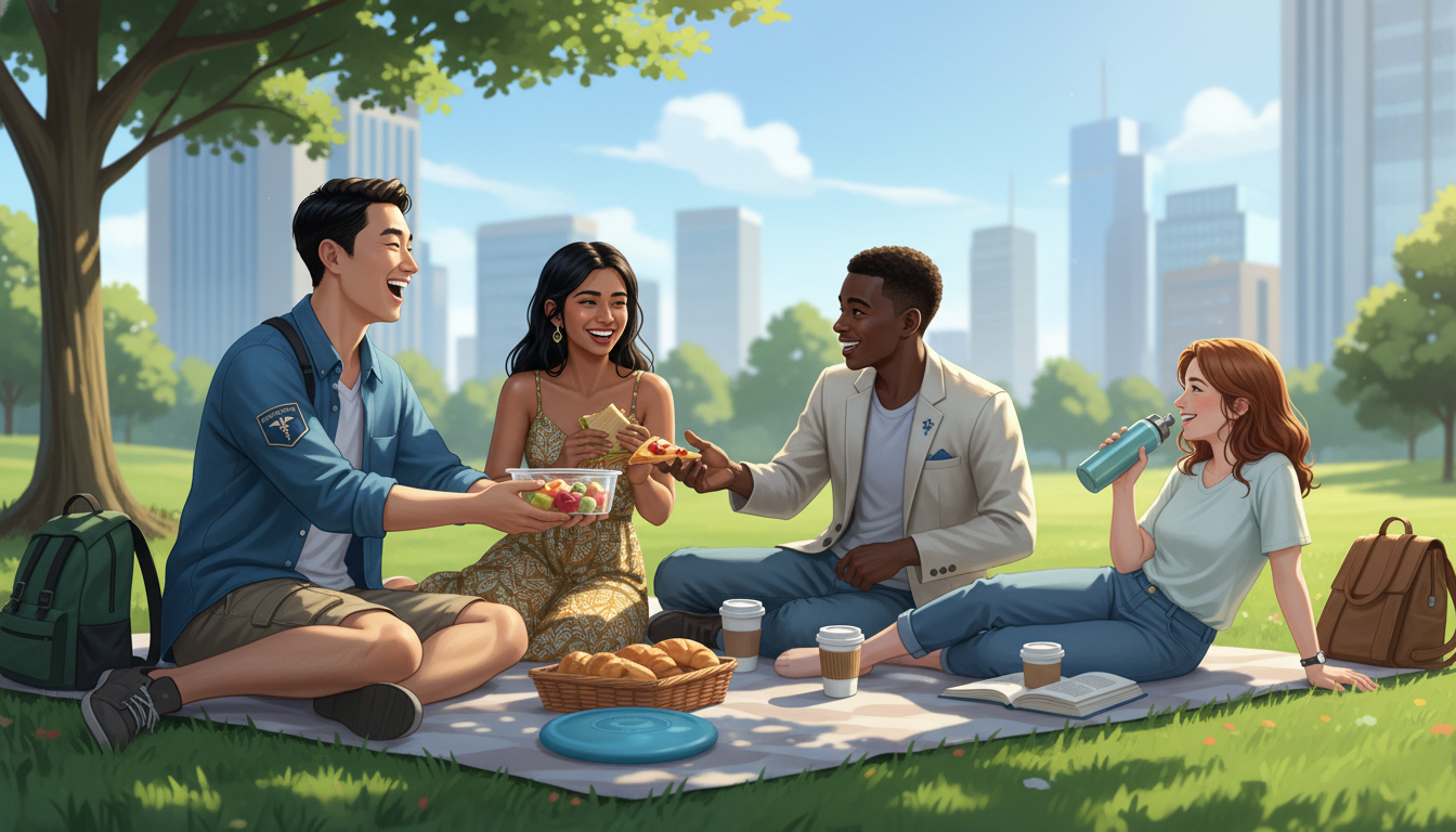 Emergency medicine IMG resident enjoying time off with friends outdoors Emergency medicine IMG resident enjoying time off with friends outdoors - non-US citizen IMG for Work-Life Balance Assessment