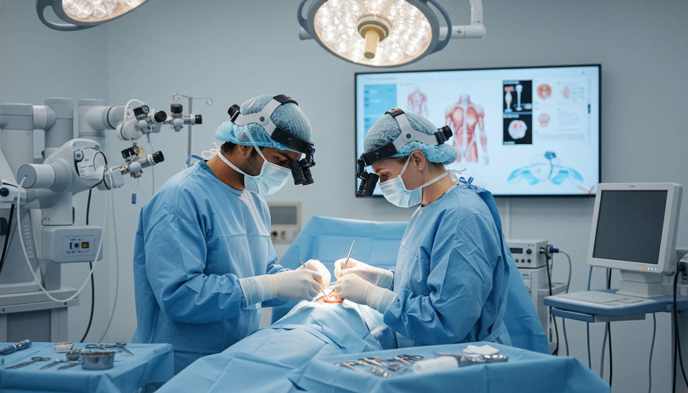 Otolaryngology resident in operating room with attending surgeon Otolaryngology resident in operating room with attending surgeon - non-US citizen IMG for H-1B Sponsorship Programs for Non-U