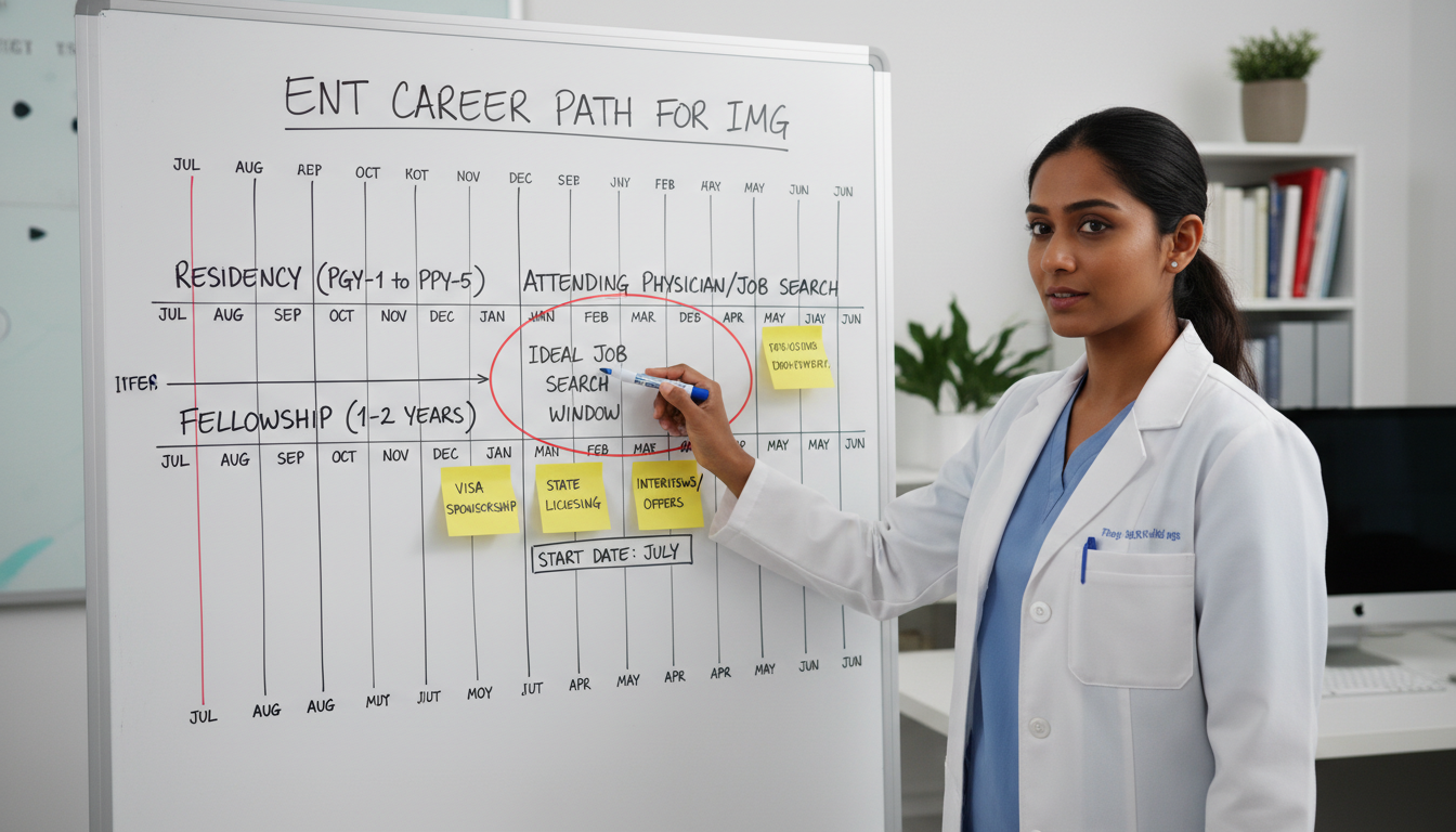 Timeline of ENT residency, fellowship, and job search planning Timeline of ENT residency, fellowship, and job search planning - non-US citizen IMG for Job Search Timing for Non-US Citizen