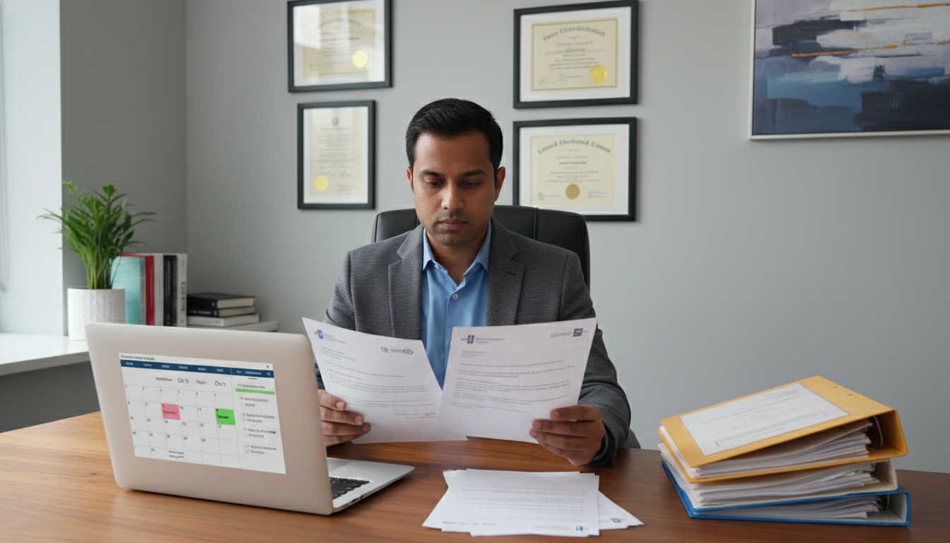 ENT fellow reviewing job offers and visa documents ENT fellow reviewing job offers and visa documents - non-US citizen IMG for Job Search Timing for Non-US Citizen IMG in Otola