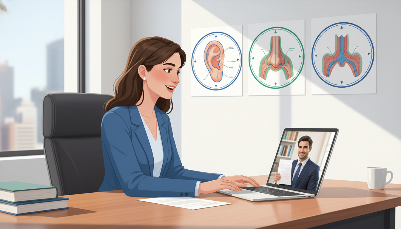 Otolaryngology faculty and IMG applicant in professional video call - non-US citizen IMG for Pre-Match Communication for Non-
