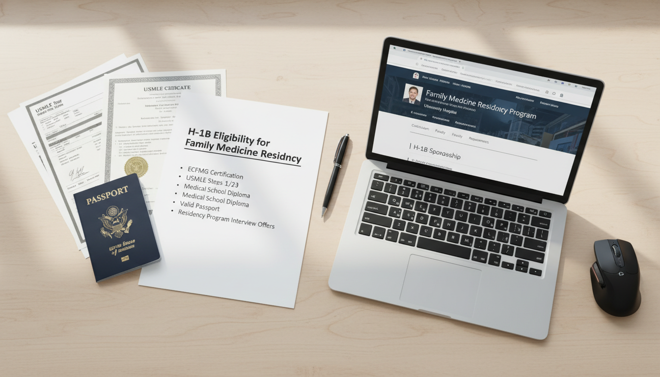 Checklist for H-1B eligibility for family medicine residency applicants - non-US citizen IMG for H-1B Sponsorship Programs fo