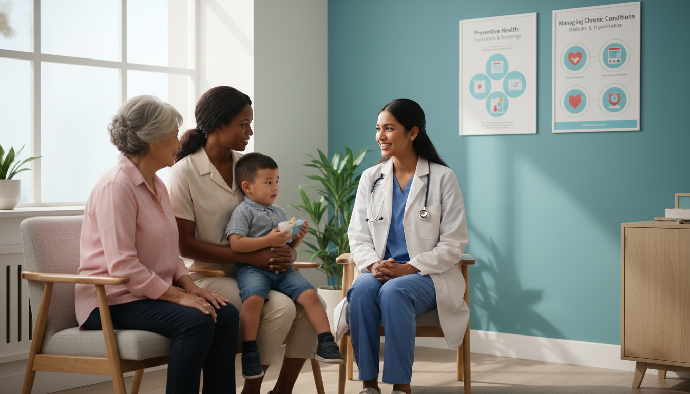 IMG resident interacting with a diverse family medicine patient population IMG resident interacting with a diverse family medicine patient population - non-US citizen IMG for Common Interview Question