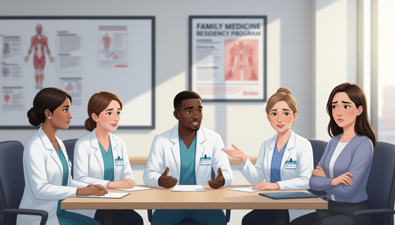 Residency applicant discussing program culture with current residents Residency applicant discussing program culture with current residents - non-US citizen IMG for Identifying Malignant Programs