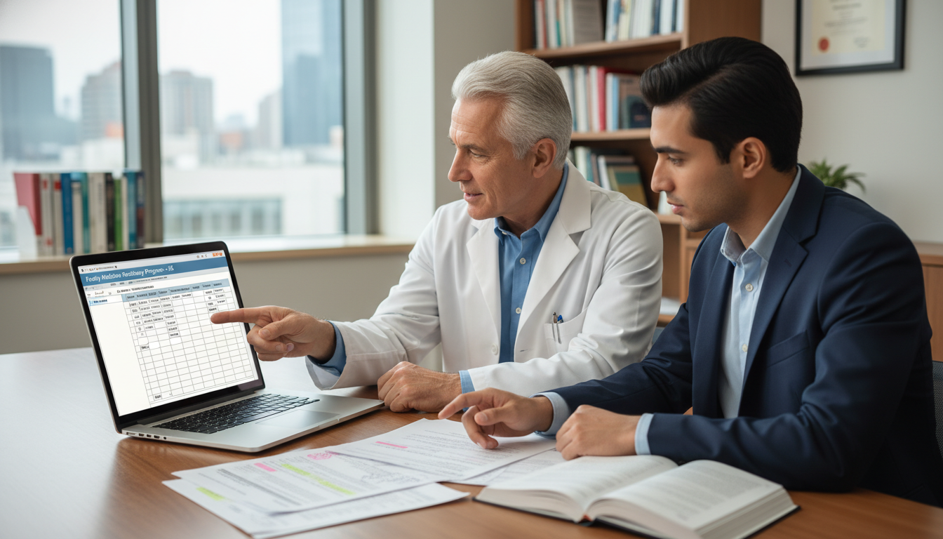 Non-US Citizen IMG meeting with mentor to discuss residency program list Non-US Citizen IMG meeting with mentor to discuss residency program list - non-US citizen IMG for How to Research Programs fo