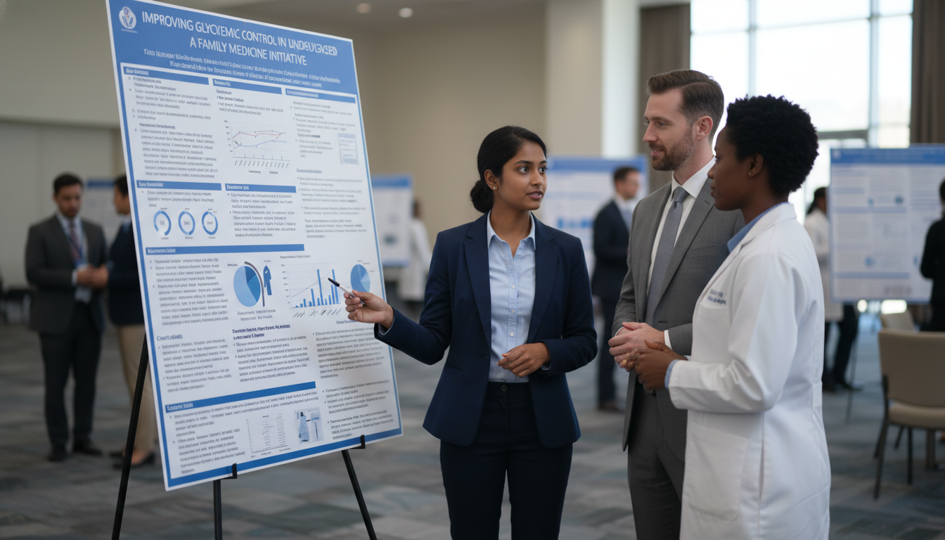 International medical graduate presenting research poster at a family medicine conference - non-US citizen IMG for Research P