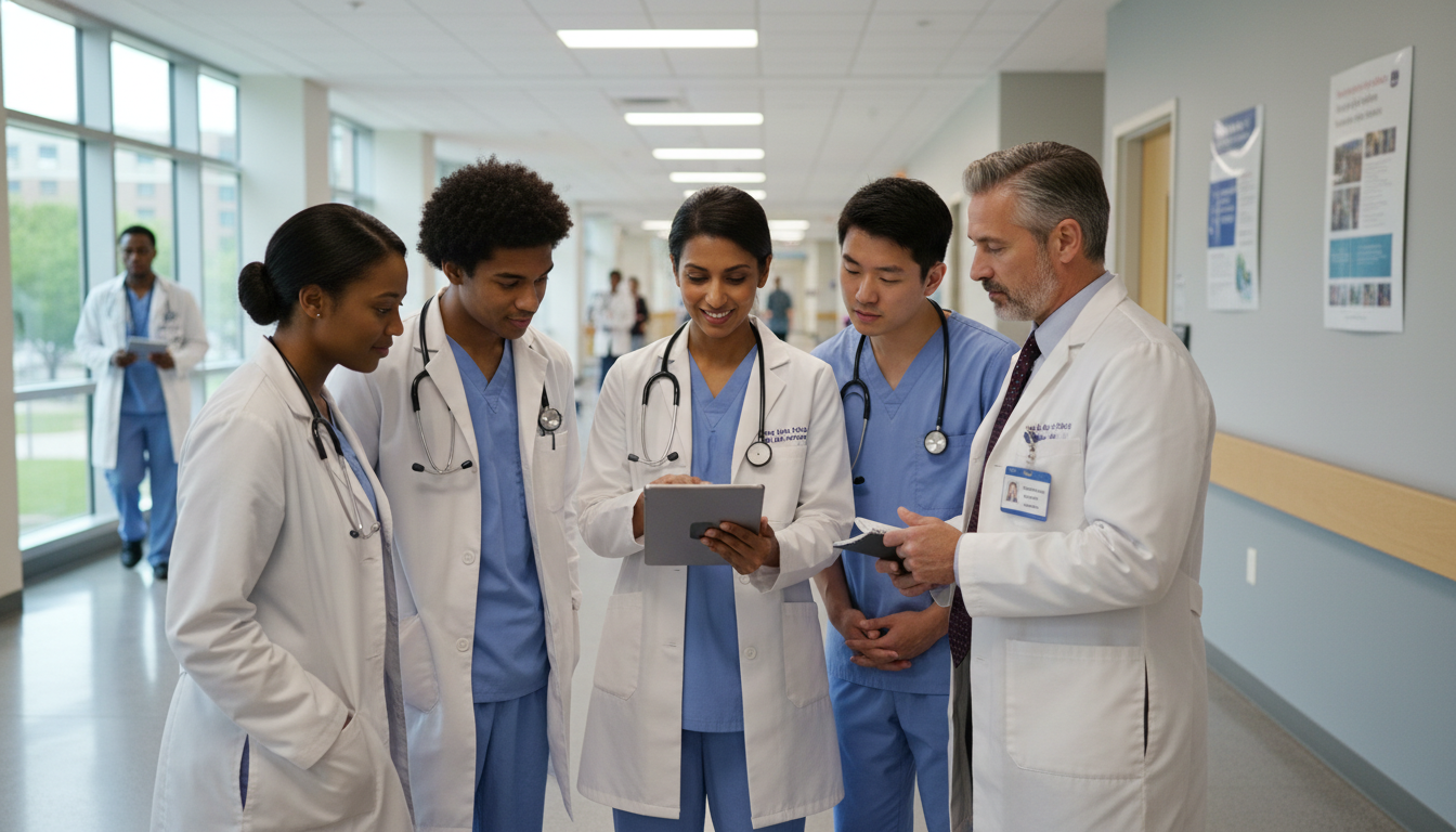 General Surgery Team During Hospital Rounds - non-US citizen IMG for Away Rotation Strategy for Non-US Citizen IMG in General