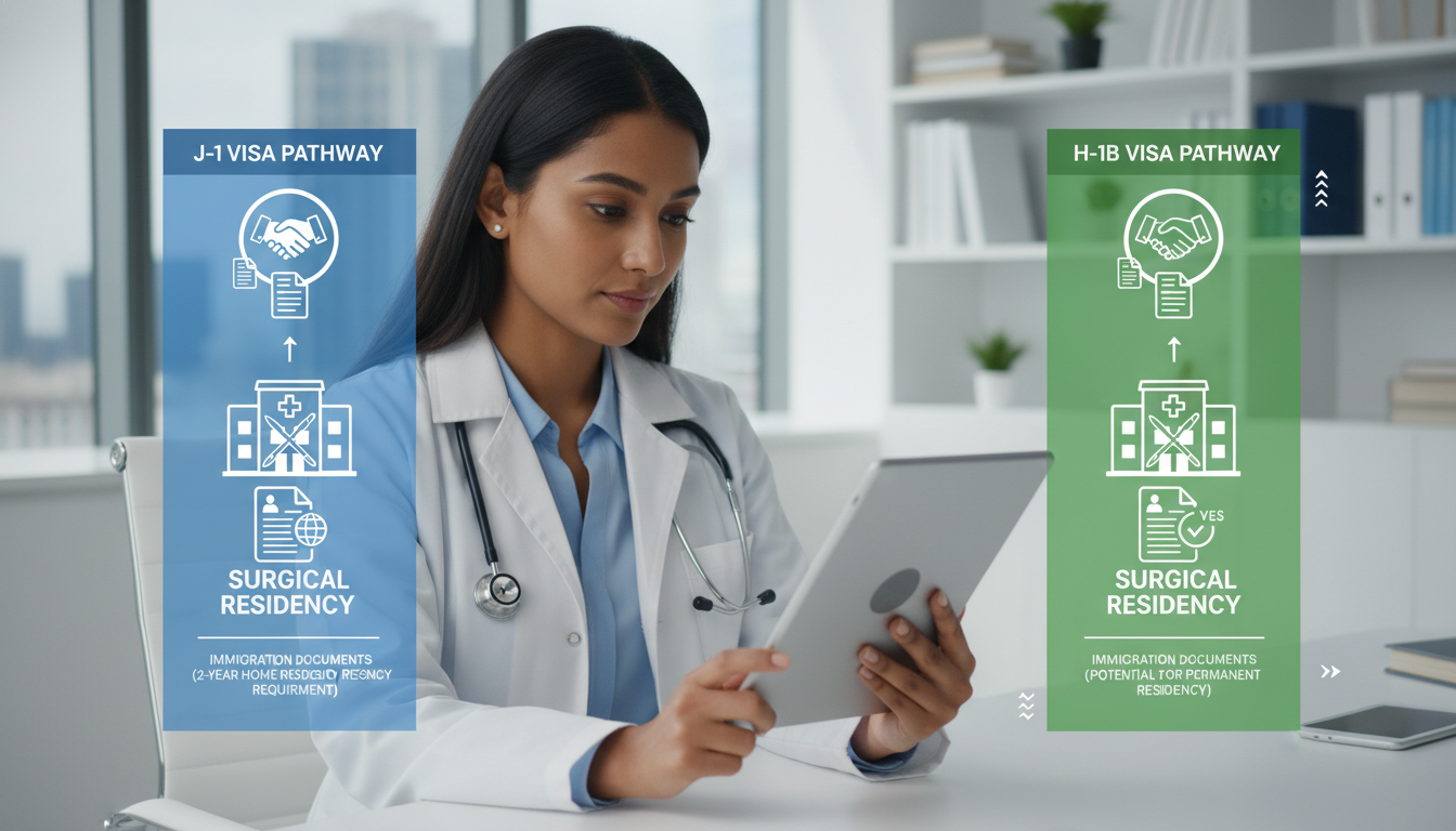 Comparison of J-1 and H-1B visa options for surgery residents Comparison of J-1 and H-1B visa options for surgery residents - non-US citizen IMG for H-1B Sponsorship Programs for Non-US C
