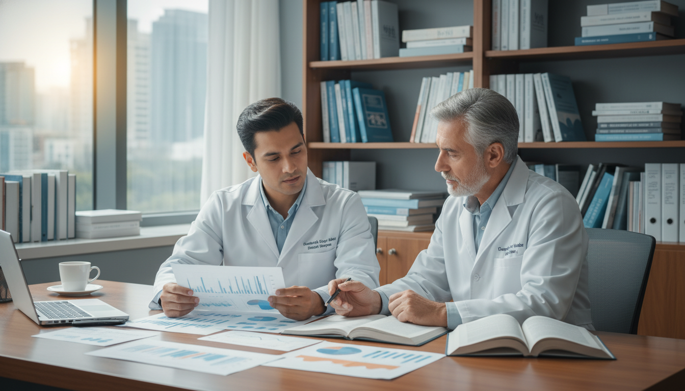 International medical graduate discussing research and letters of recommendation with a surgical mentor - non-US citizen IMG