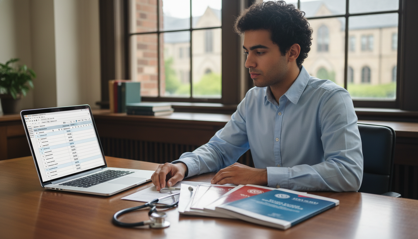 Resident comparing general surgery residency program data on a laptop Resident comparing general surgery residency program data on a laptop - non-US citizen IMG for How to Research Programs for N
