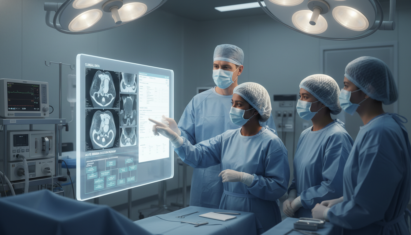 Operating room scene illustrating clinical decision-making for surgeons Operating room scene illustrating clinical decision-making for surgeons - non-US citizen IMG for USMLE Step 2 CK Preparation