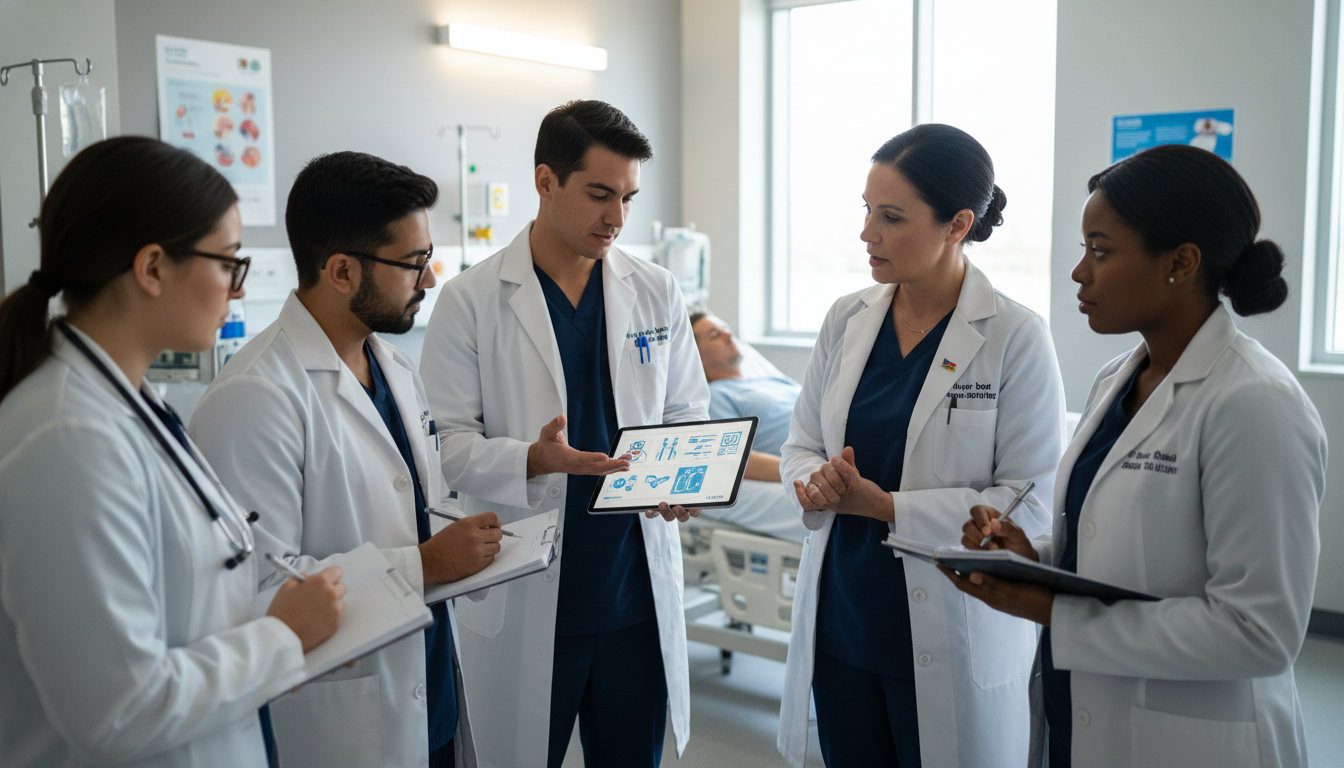 Internal medicine doctors teaching residents in an academic hospital setting Internal medicine doctors teaching residents in an academic hospital setting - non-US citizen IMG for Academic vs Private Pra