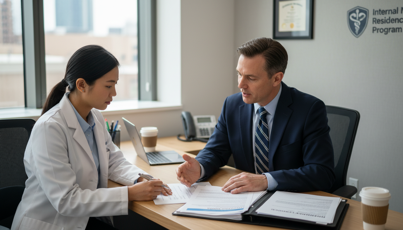 Residency program director and IMG discussing H-1B sponsorship Residency program director and IMG discussing H-1B sponsorship - non-US citizen IMG for H-1B Sponsorship Programs for Non-US