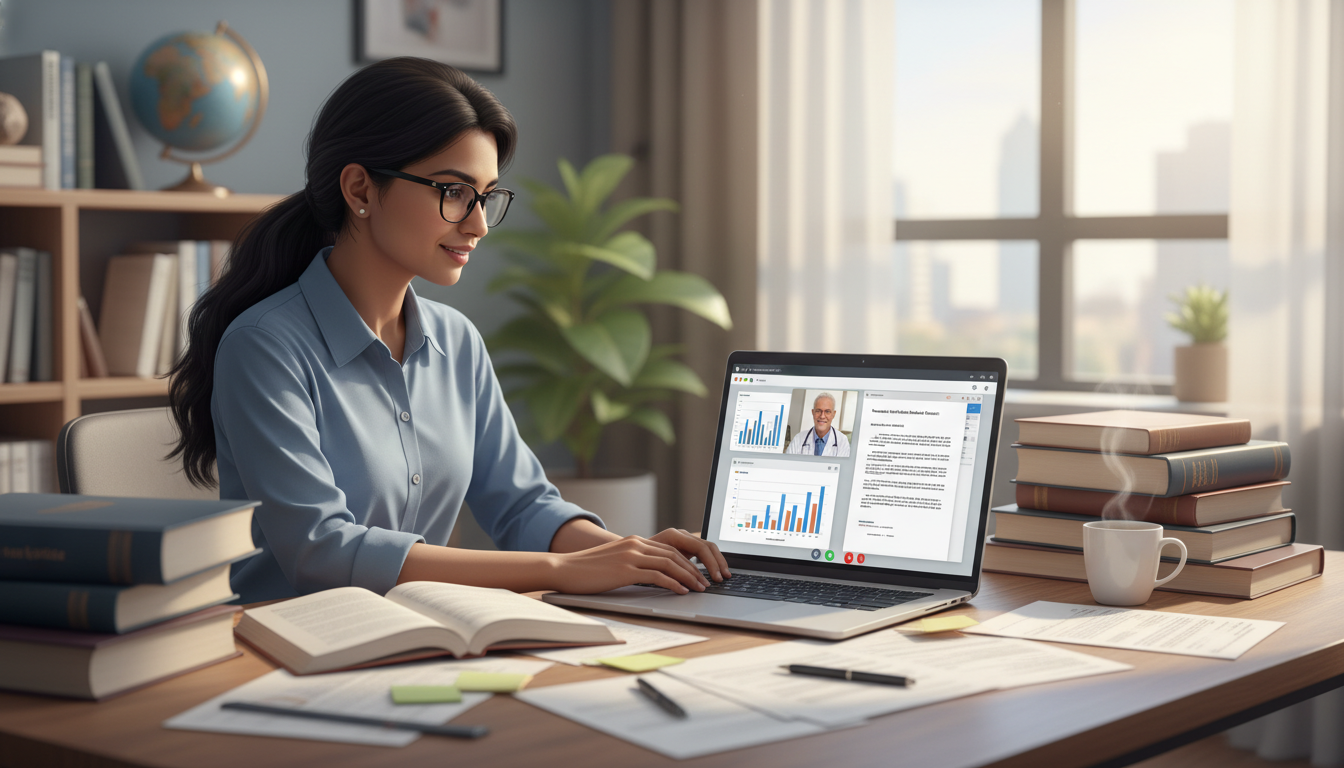 Non-US citizen IMG collaborating online on internal medicine research - non-US citizen IMG for Research Profile Building for